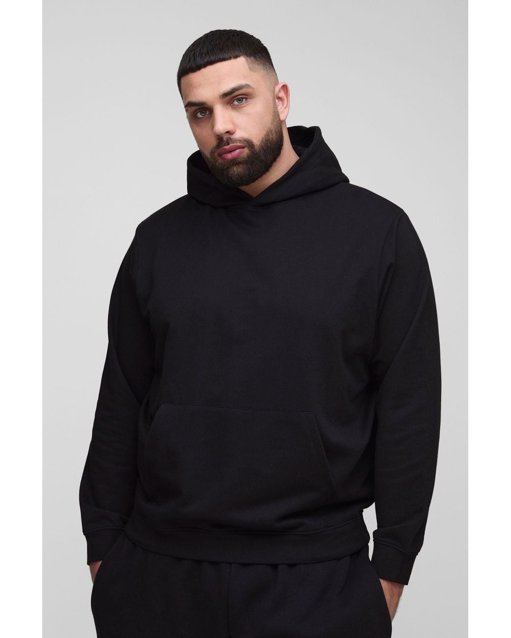 BoohooMAN Plus Basic Hoodie in Blue für Herren