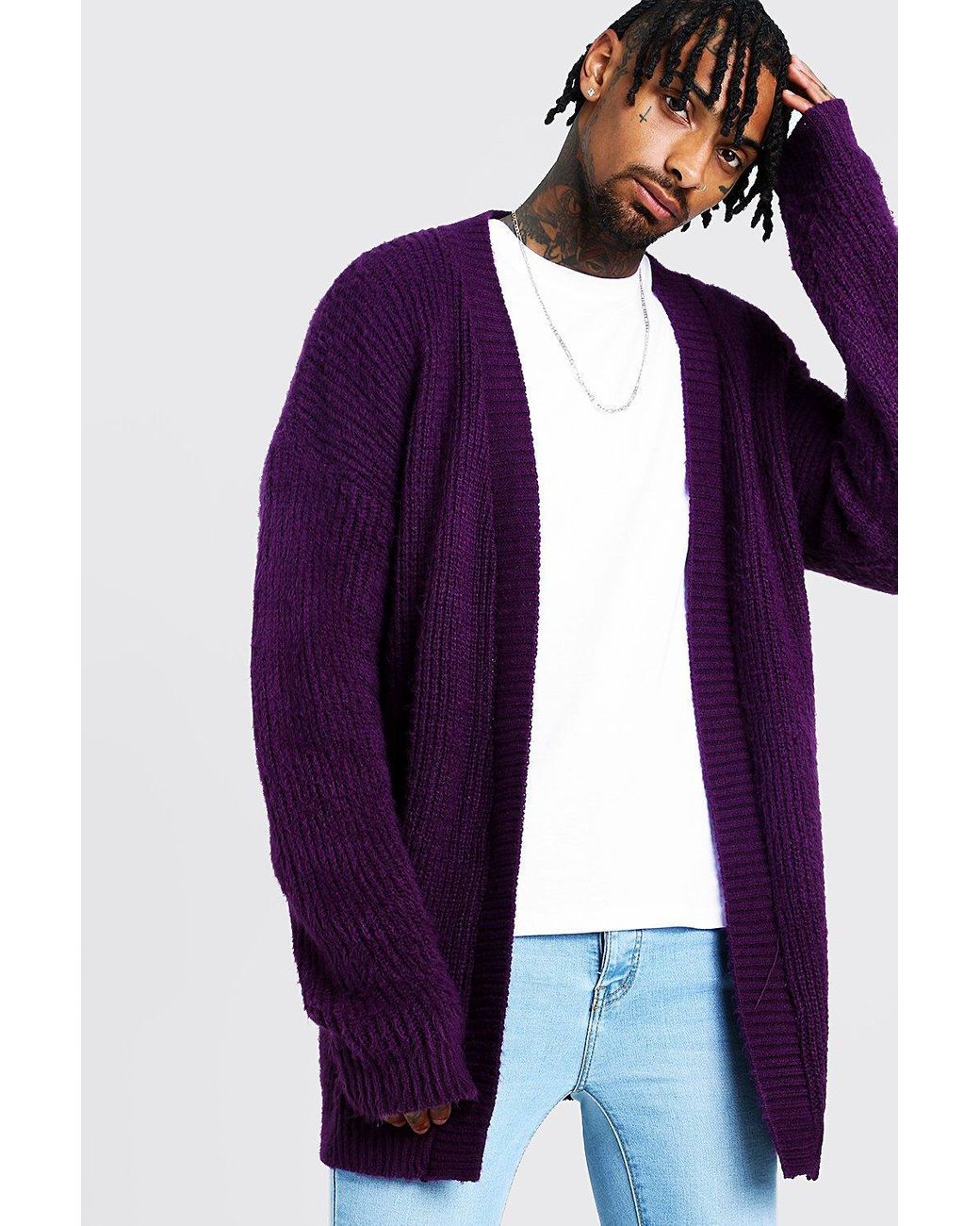 BoohooMAN Oversized Laguna Cardigan in 