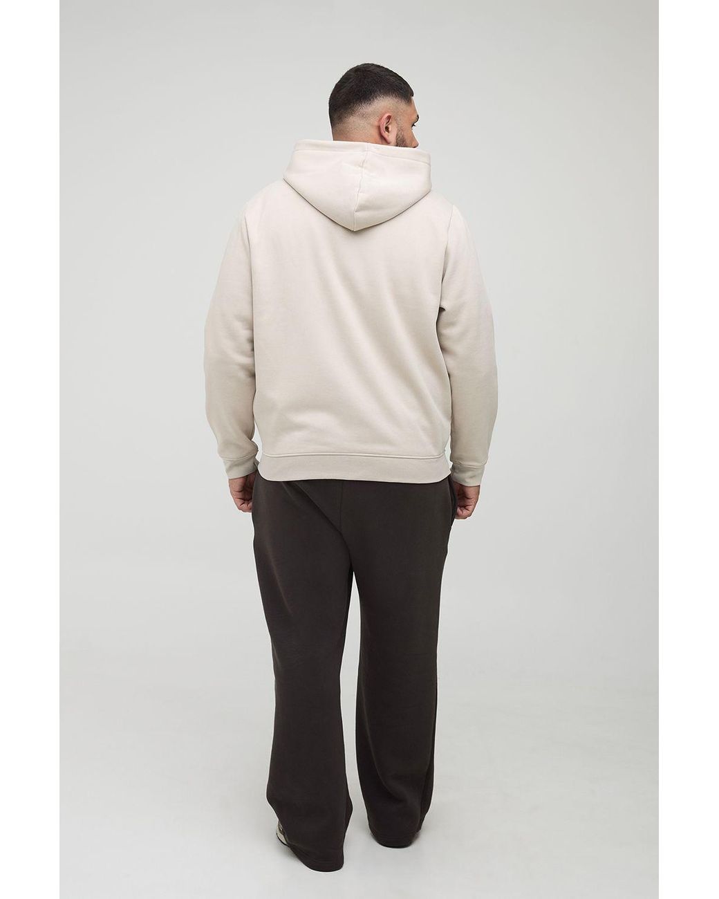 BoohooMAN Natural Plus Basic Regular Zip Through Hoodie for men