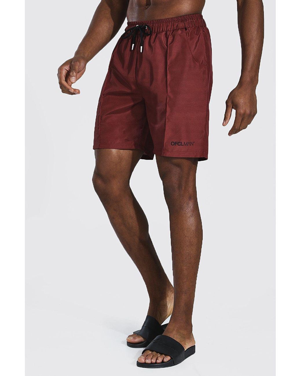 BoohooMAN Denim Official Man Mid Length Pintuck Swim Short for Men - Lyst