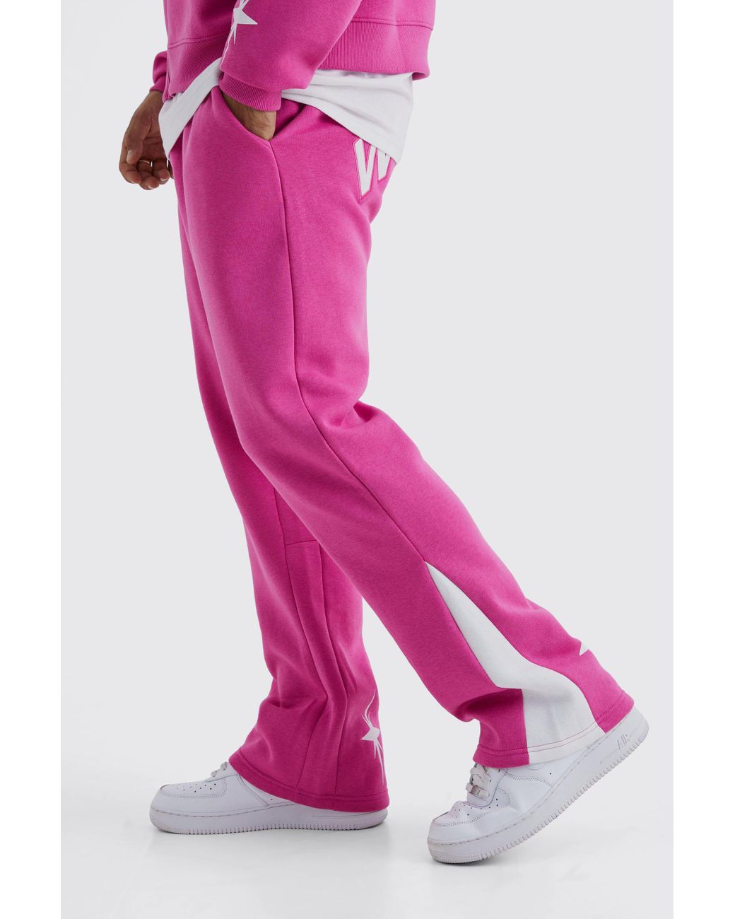 BoohooMAN Worldwide Star Gusset Jogger in Pink for Men