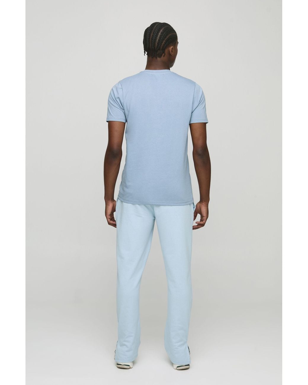 BoohooMAN Blue 260Gsm Loopback Basic Regular Fit Split Hem Sweatpants for men