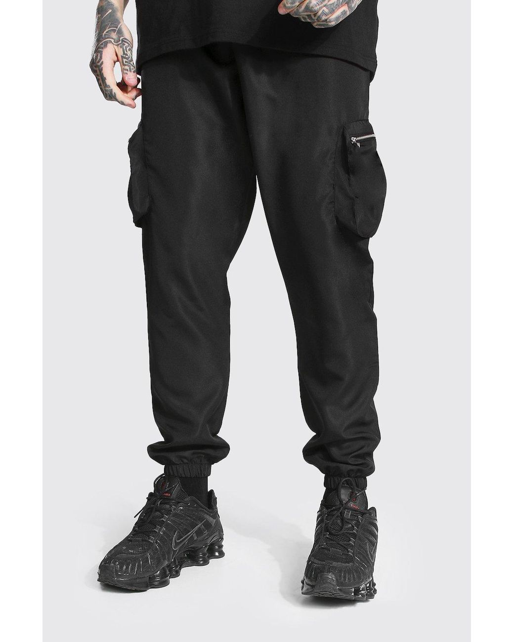 BoohooMAN Denim Original Man 3d Pocket Buckle Cargo Trouser in Black for Men - Lyst