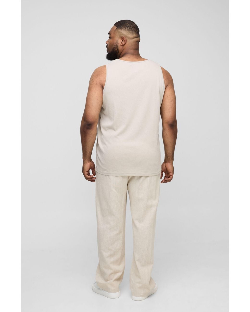 BoohooMAN Natural Plus Basic Ribbed Undershirt for men