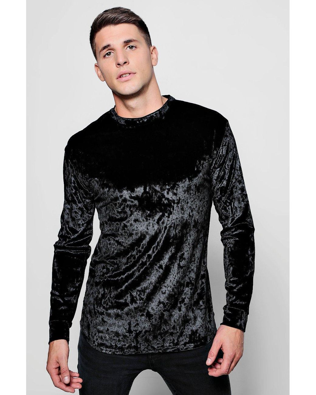 Black velvet long sleeve shirt Clearance