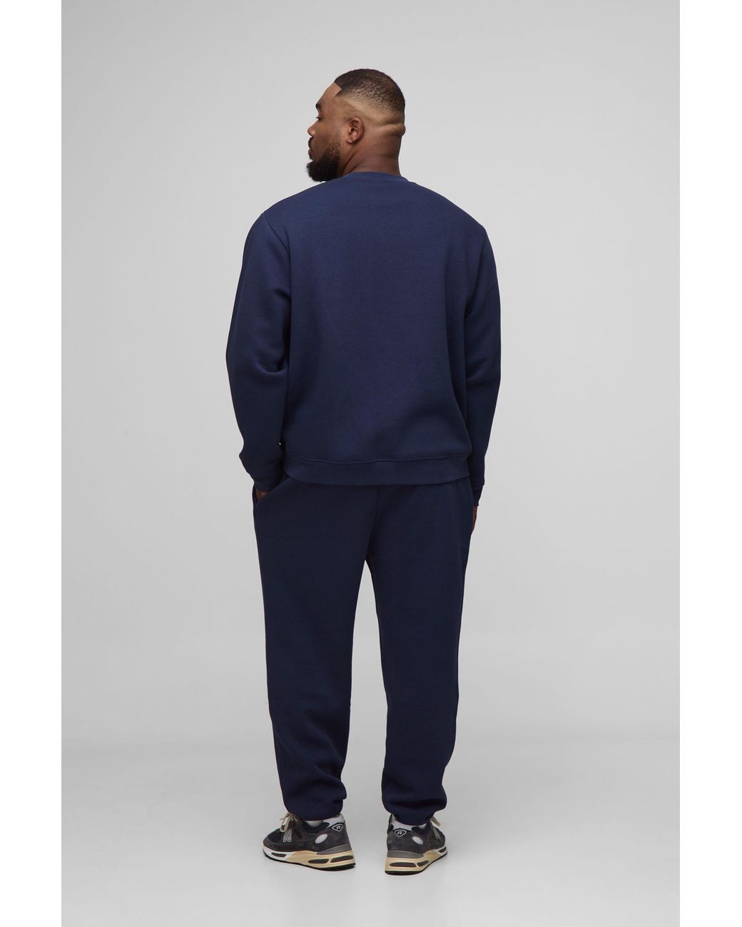 BoohooMAN Blue Plus Basic Regular Fit Crew Neck Sweatshirt for men