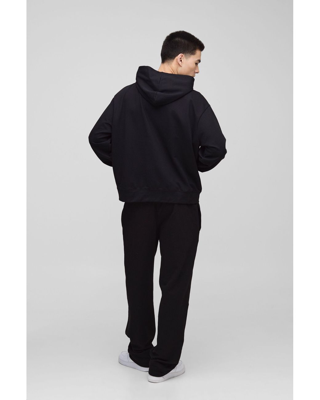 BoohooMAN Black 260Gsm Loopback Basic Baggy Fit Sweatpants for men
