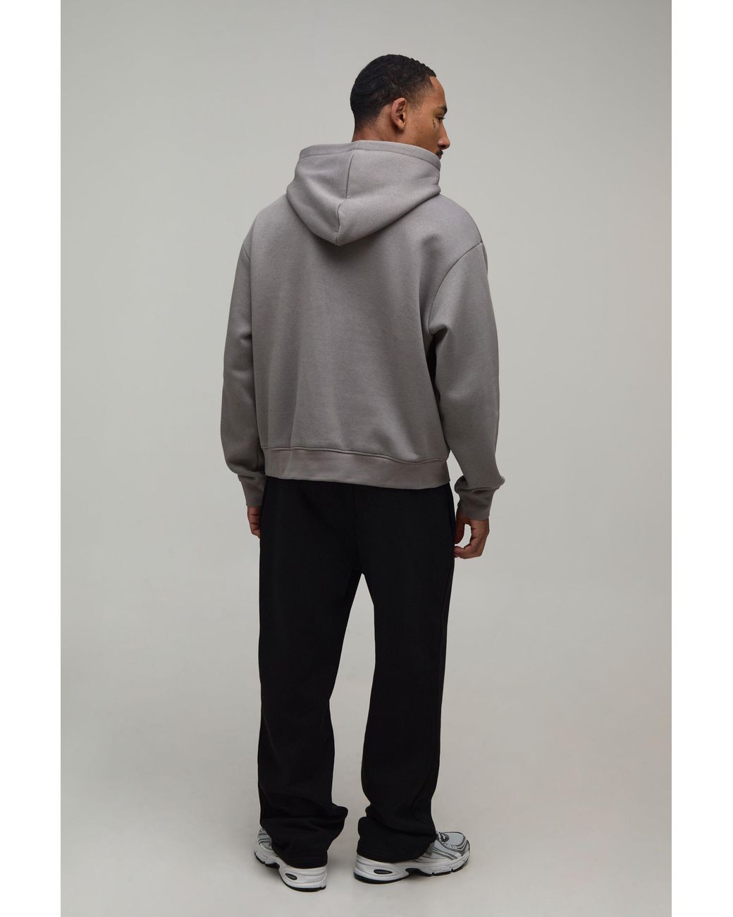 BoohooMAN Gray Basic Oversized Boxy Hoodie for men