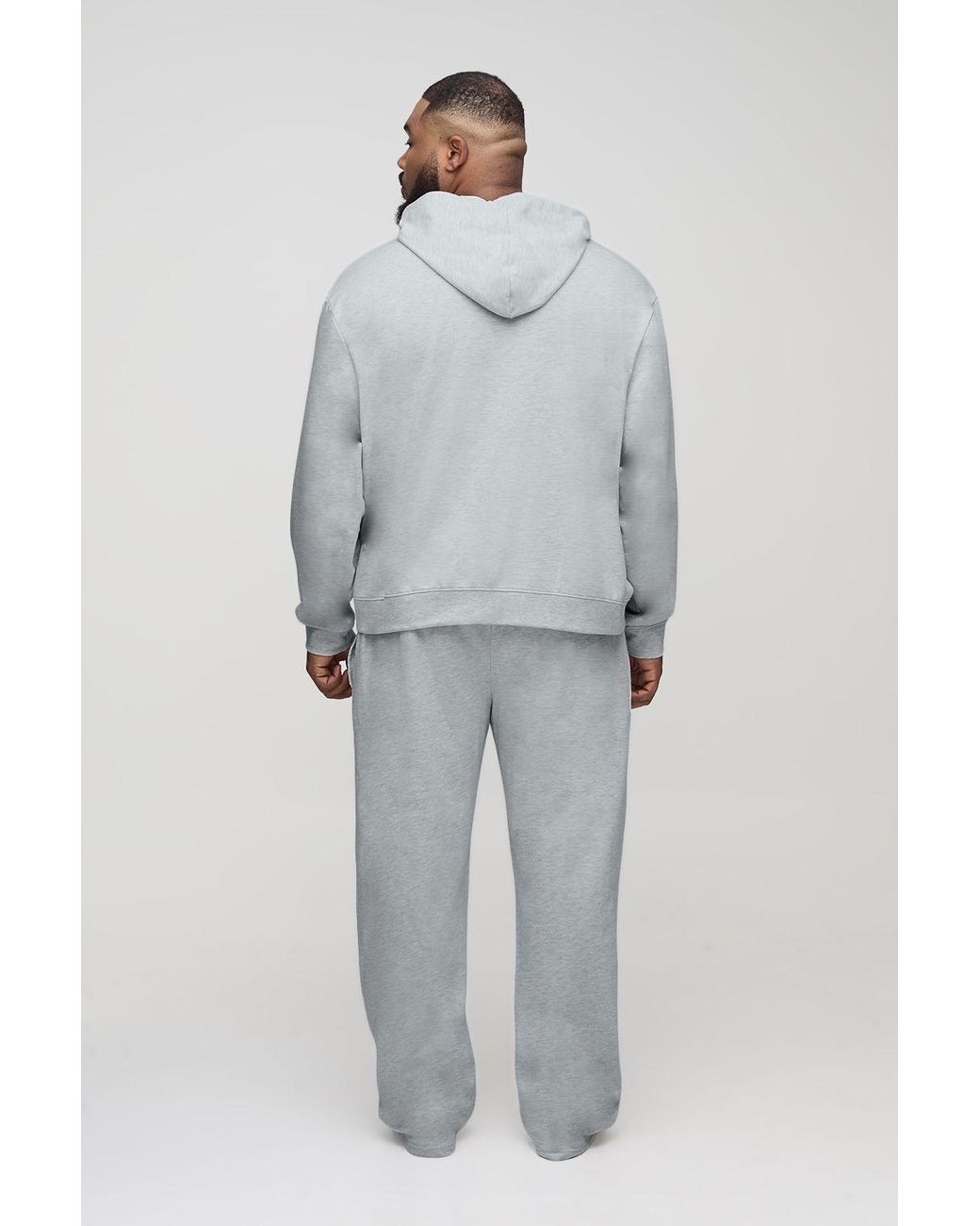 BoohooMAN White Plus Lightweight Loopback Boxy Oversized Fit Basic Hoodie for men