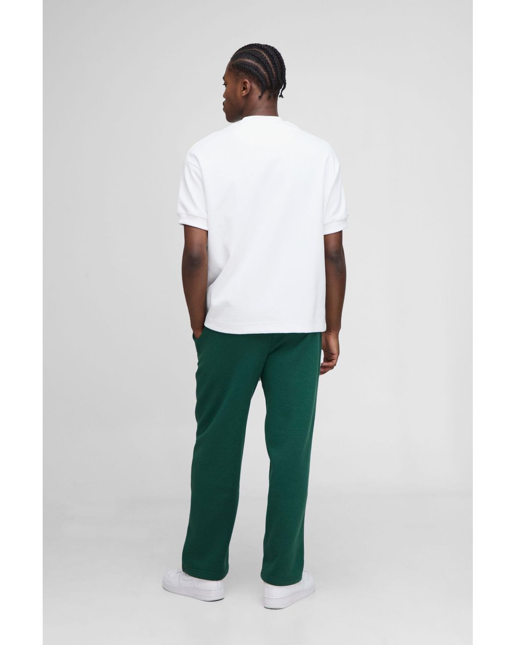 BoohooMAN Green Oversized Script Drop Crotch Joggers for men