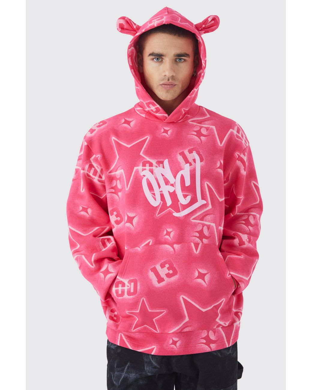 Boohooman pink hoodie on sale