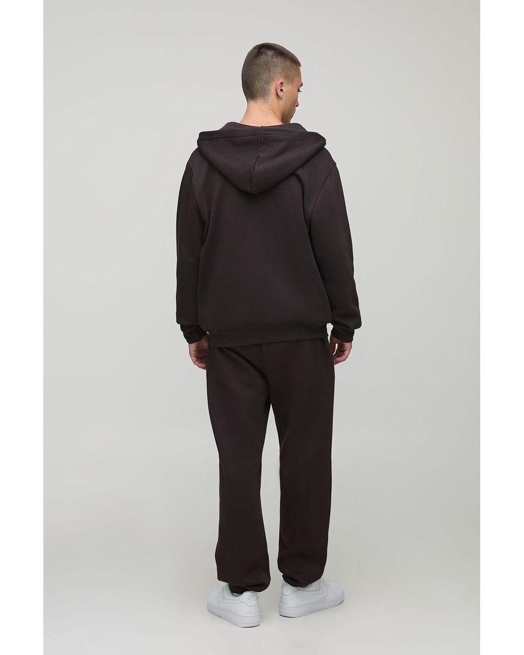 BoohooMAN Black Basic Regular Zip Through Hoodie for men