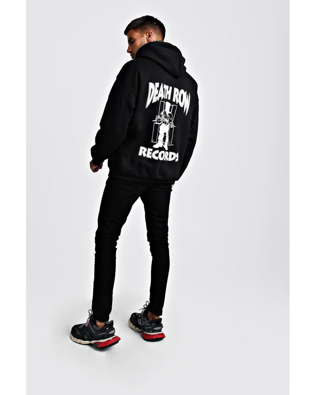BoohooMAN Oversized Death Row License Hoodie in Black for Men Lyst UK