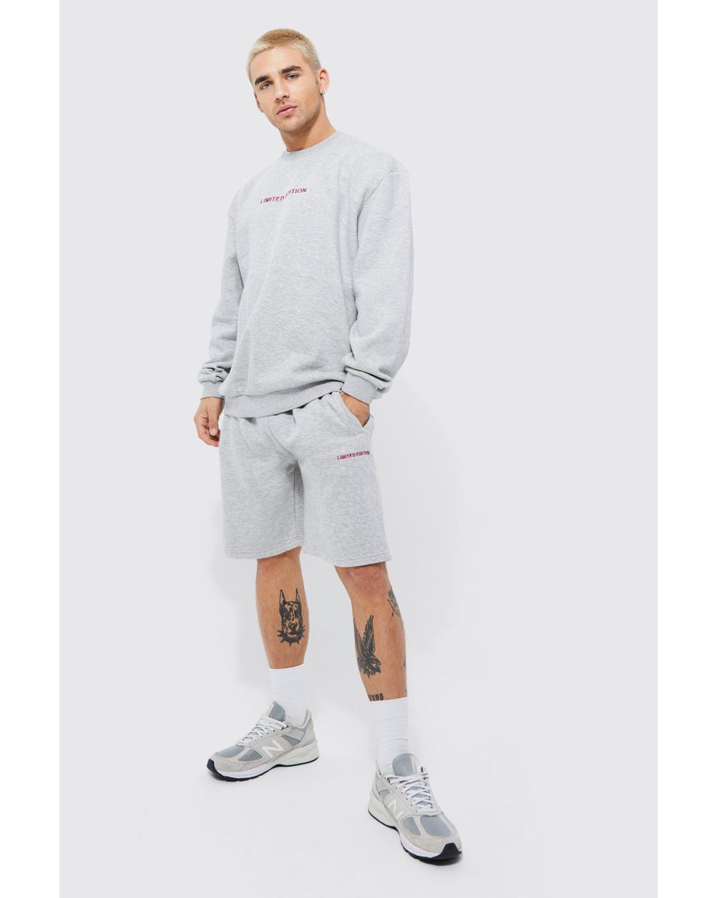 BoohooMAN Oversized Limited Sweatshirt Short Tracksuit in Grey for Men |  Lyst UK