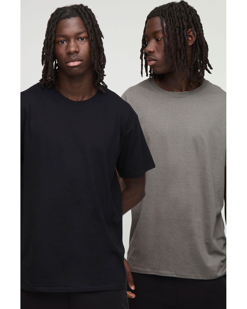 BoohooMAN Black 2 Pack Basic Regular Fit Crew Neck T-Shirts for men