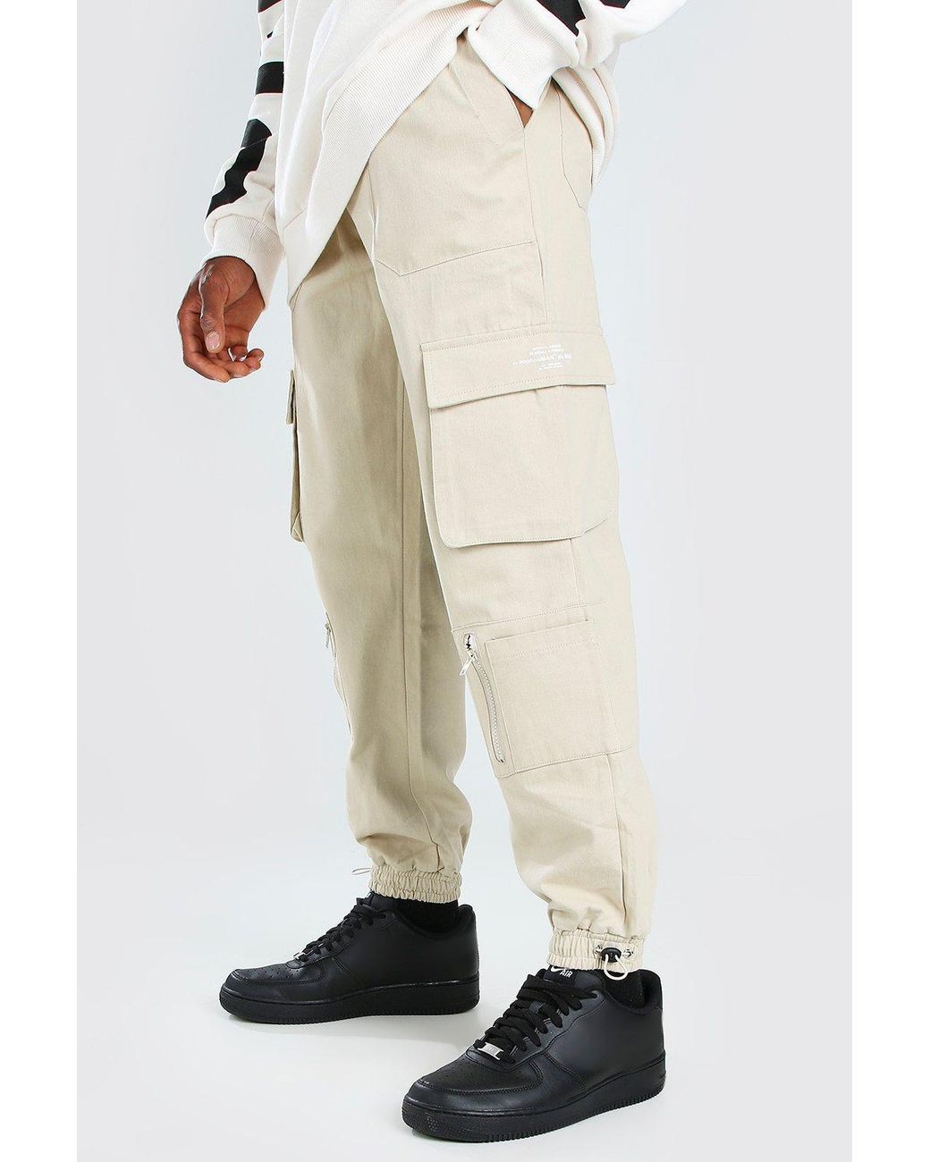 BoohooMAN Denim Twill Multi Pocket Cargo Pants With Bungee Cords for Men Lyst