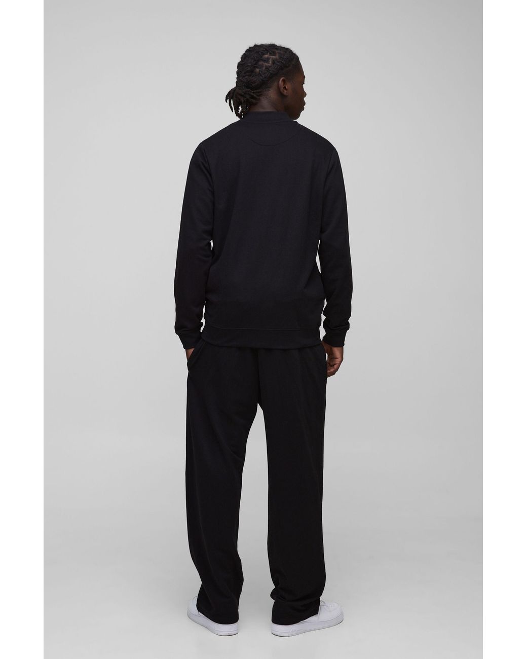 BoohooMAN Blue Lightweight Basic Regular Fit Bomber Jacket And Straight Leg Jogger Set for men