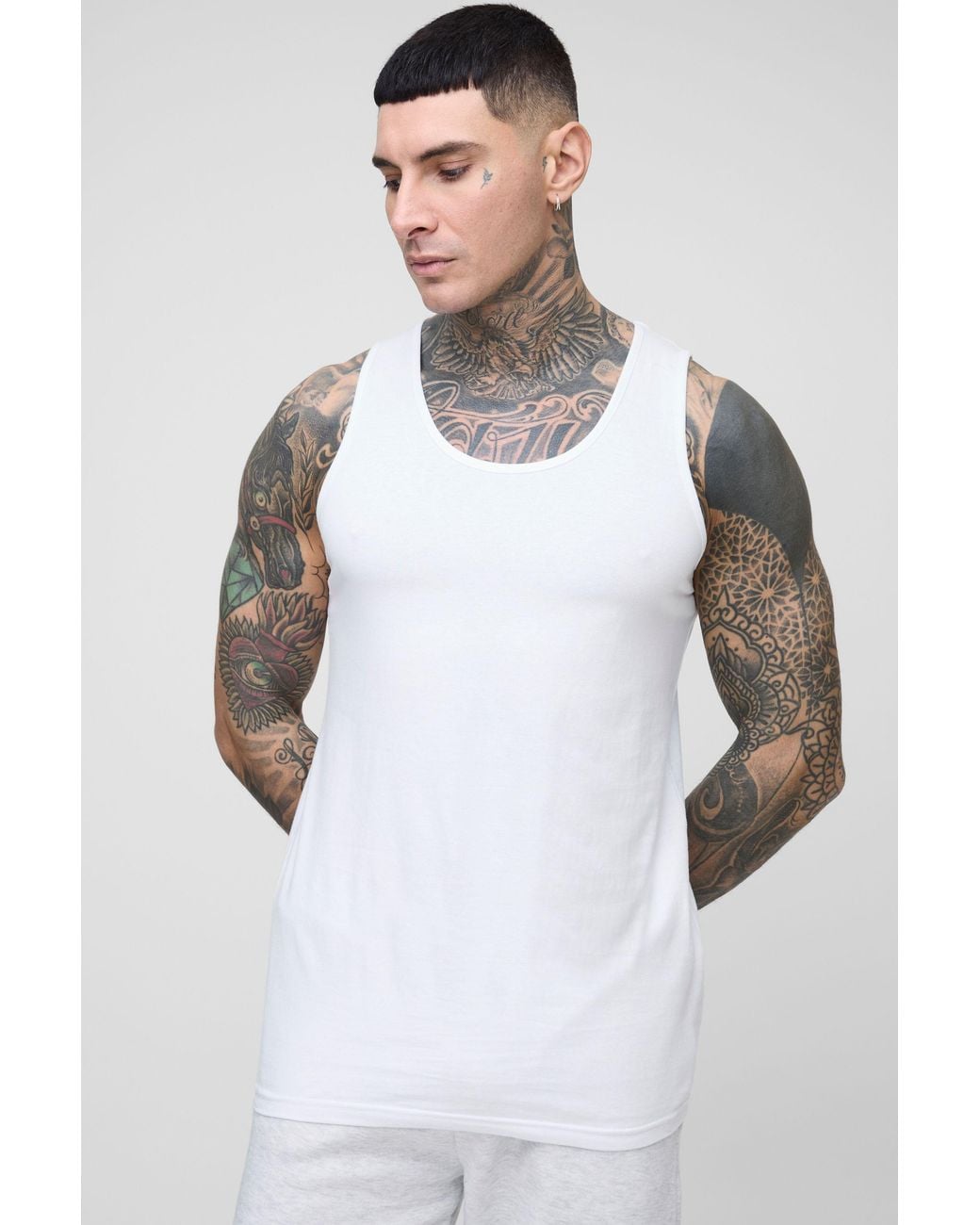 BoohooMAN White Tall Regular Fit Basic Vest for men