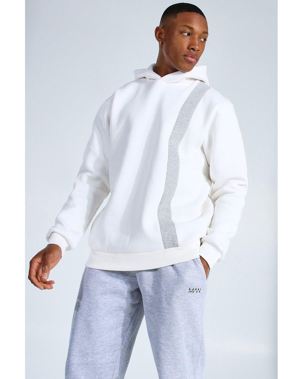 BoohooMAN Colour Block Hoodie in Cream (White) for Men - Lyst