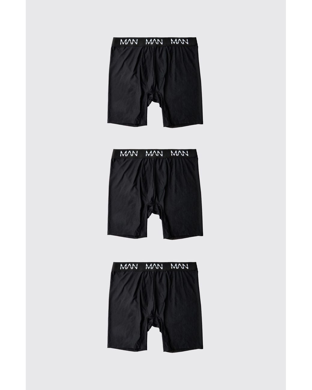 Boohoo Black Active Performance 7Inch 3 Pack Long Boxer for men