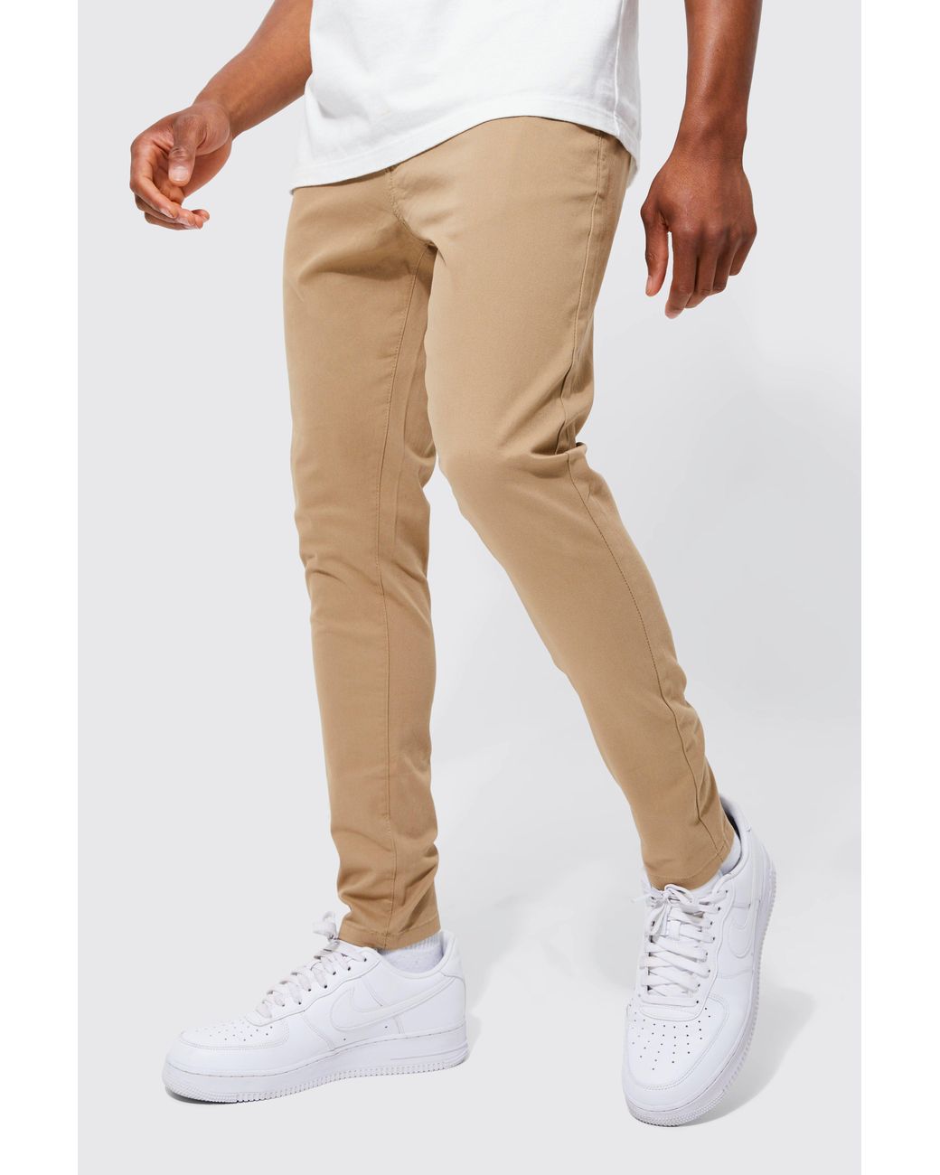 BoohooMAN Fixed Waist Stretch Skinny Chino 2 Pack in Natural for Men | Lyst