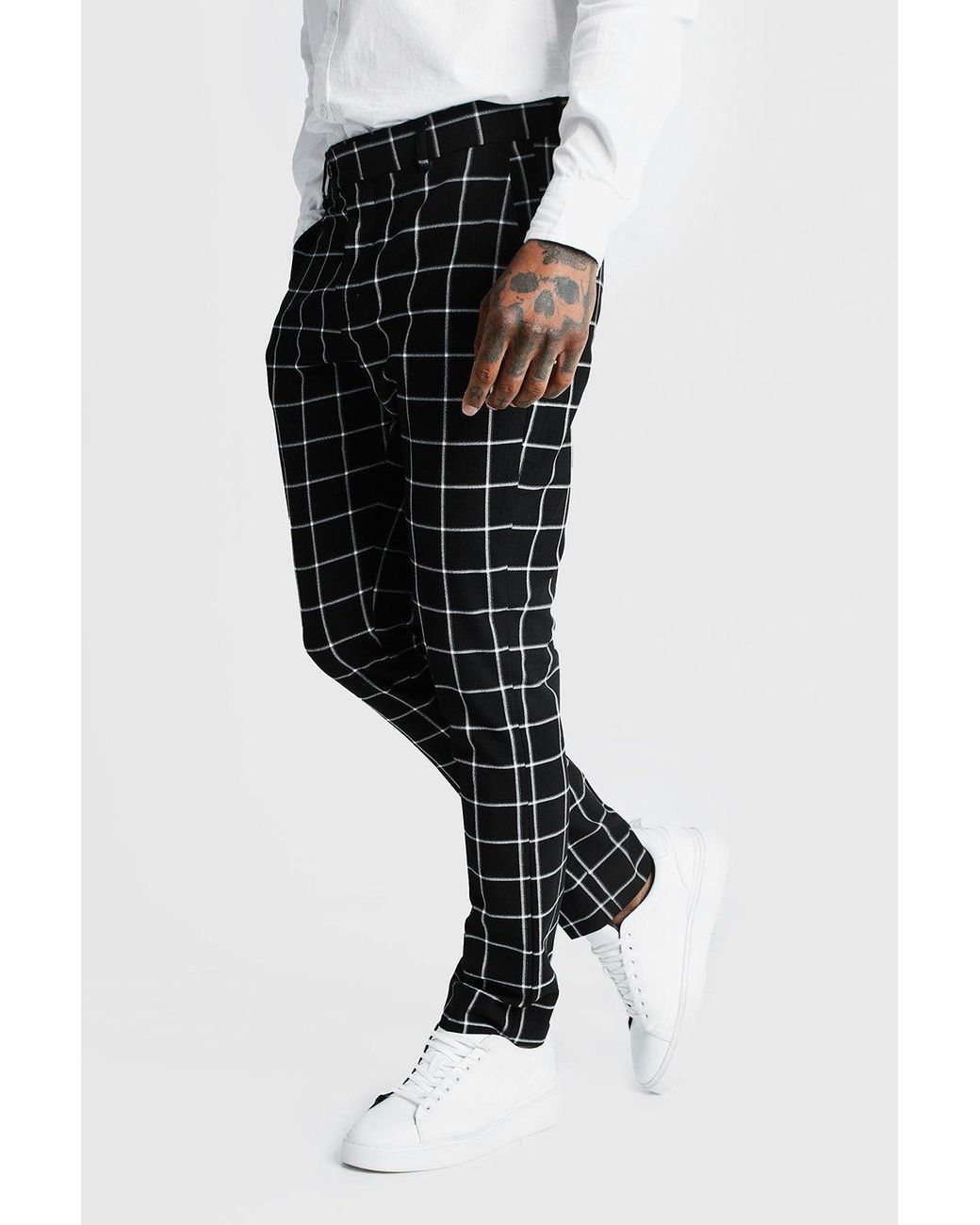 Windowpane Check Smart Formal Pants 