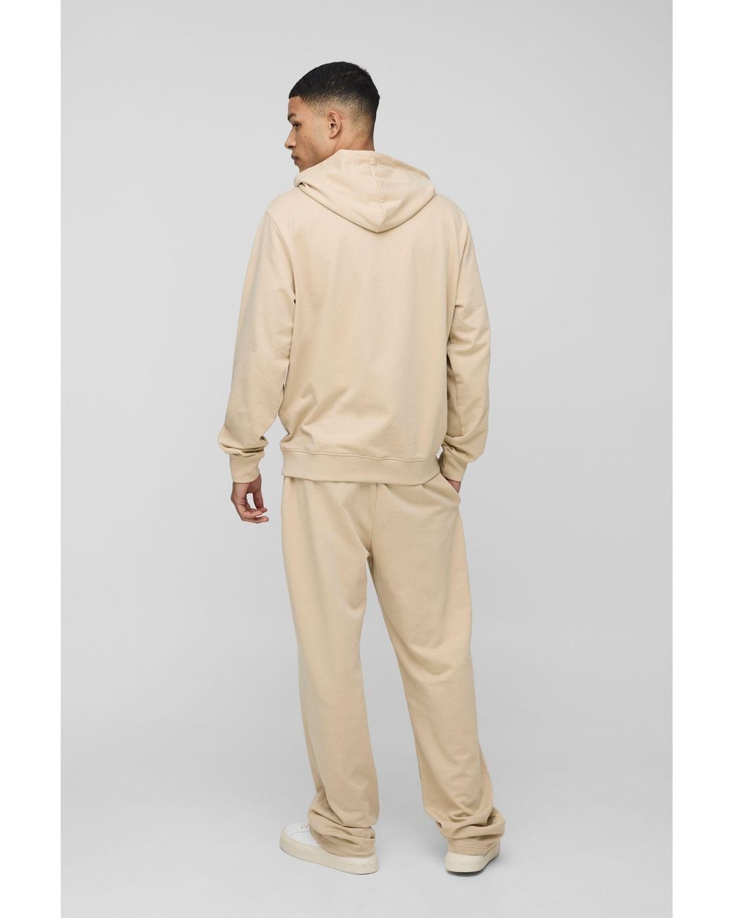 BoohooMAN Natural Tall Lightweight Loopback Regular Fit Basic Hoodie for men