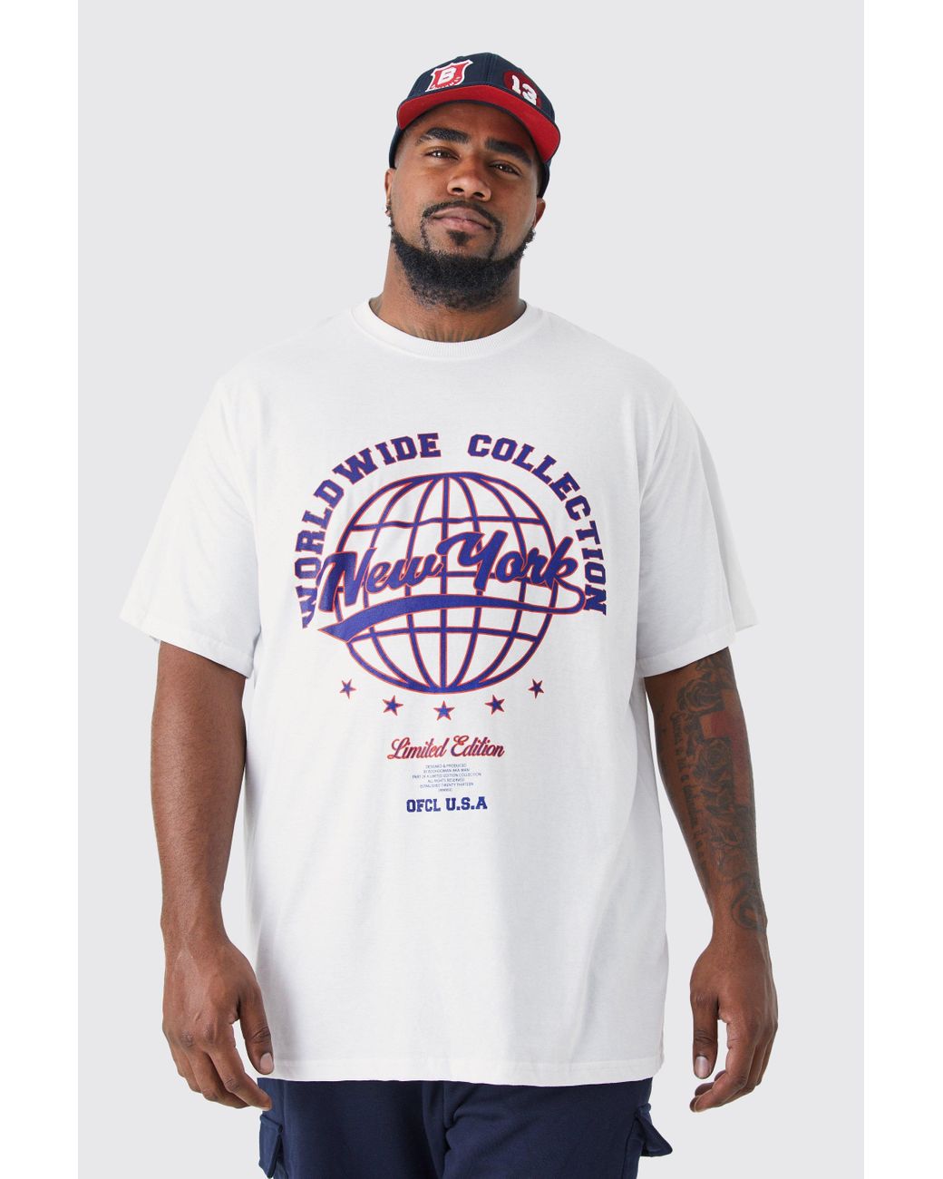 White New York Collection Print Oversized T Shirt