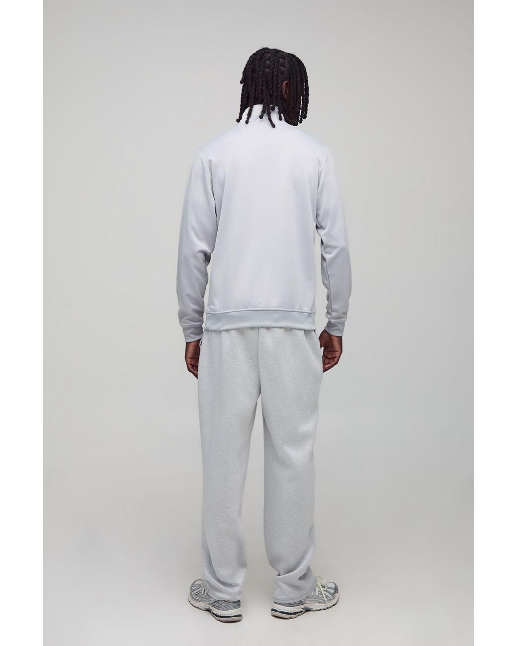 BoohooMAN Gray Slim Fit Basic Interlock Funnel Neck Sweatshirt for men