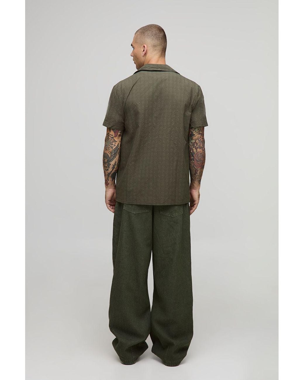 BoohooMAN Green Regular Technical Flannel Shirt for men