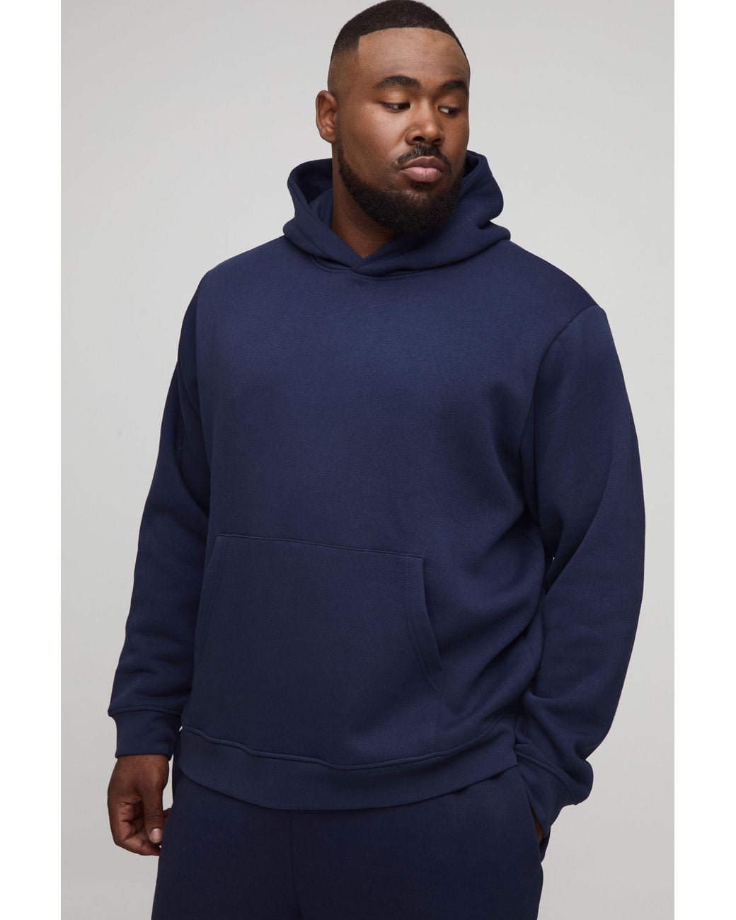 BoohooMAN Blue Plus Basic Regular Fit Over The Head Hoodie for men