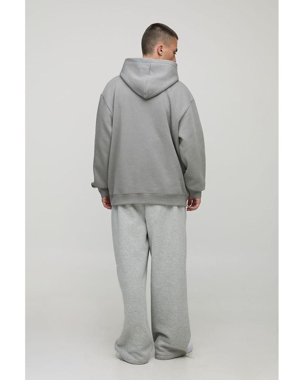 BoohooMAN Gray Basic Oversized Over The Head Hoodie for men