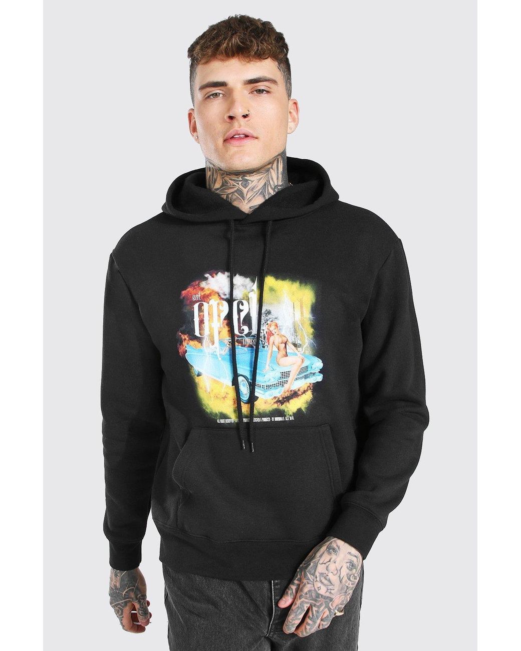 black hoodie boohooman