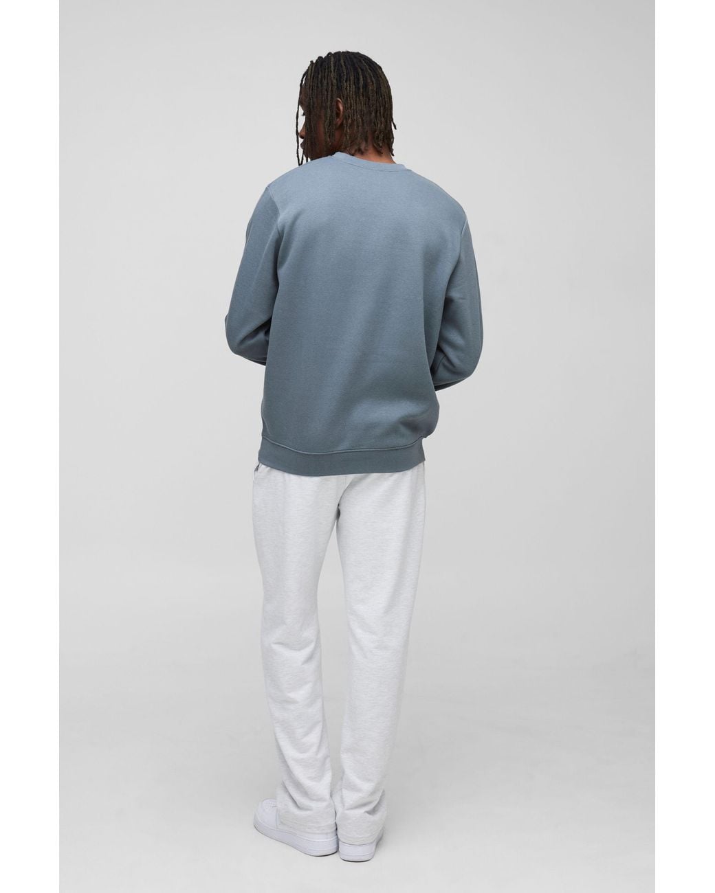 BoohooMAN Blue Tall Basic Regular Fit Crew Neck Sweatshirt for men