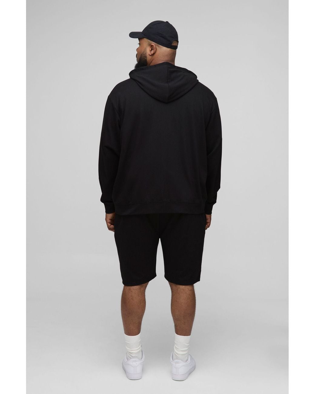 BoohooMAN Blue Plus Lightweight Loopback Oversized Fit Basic Zip Through Hoodie for men