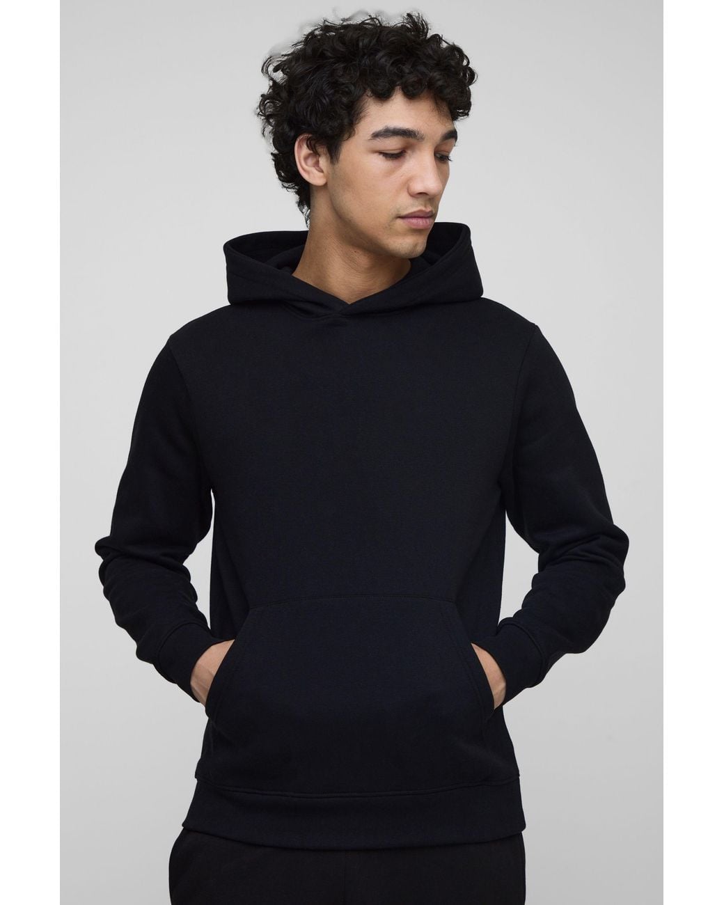 BoohooMAN Blue Basic Slim Over The Head Hoodie for men