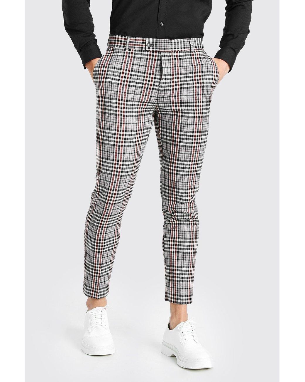 BoohooMAN Skinny Check Smart Cropped 