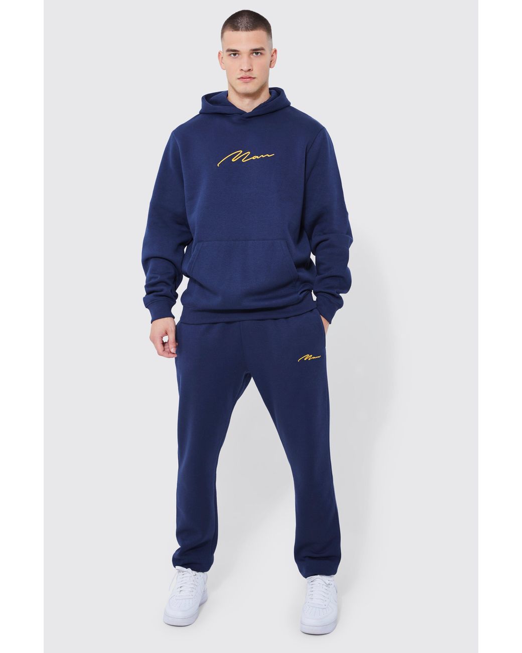 BoohooMAN Tall Man 3d Embroidery Hooded Tracksuit in Blue for Men | Lyst