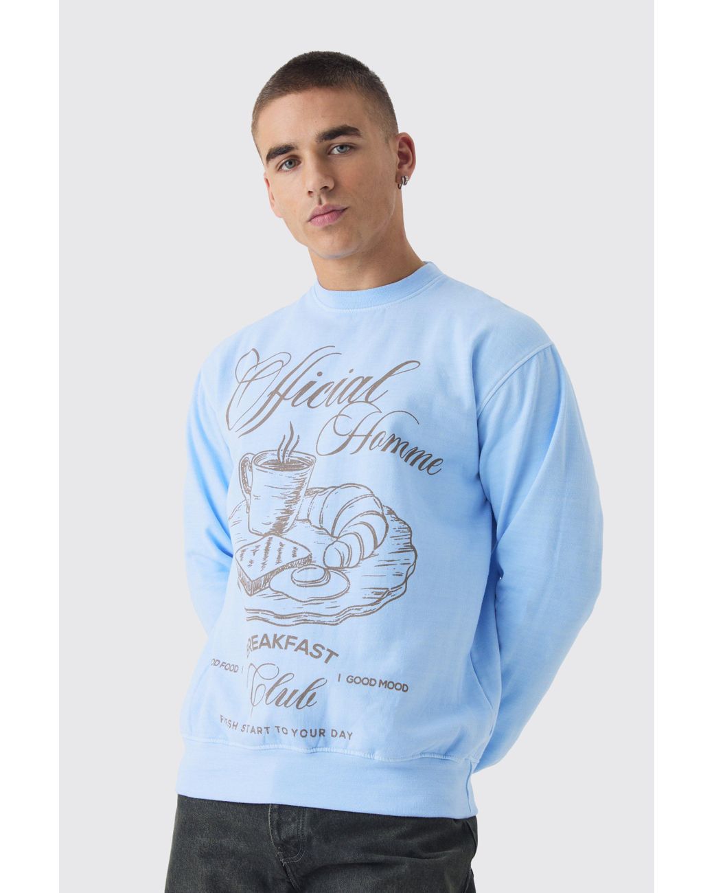BoohooMAN Sweatshirt mit Breakfast Club Print in Blau fur Herren Lyst DE