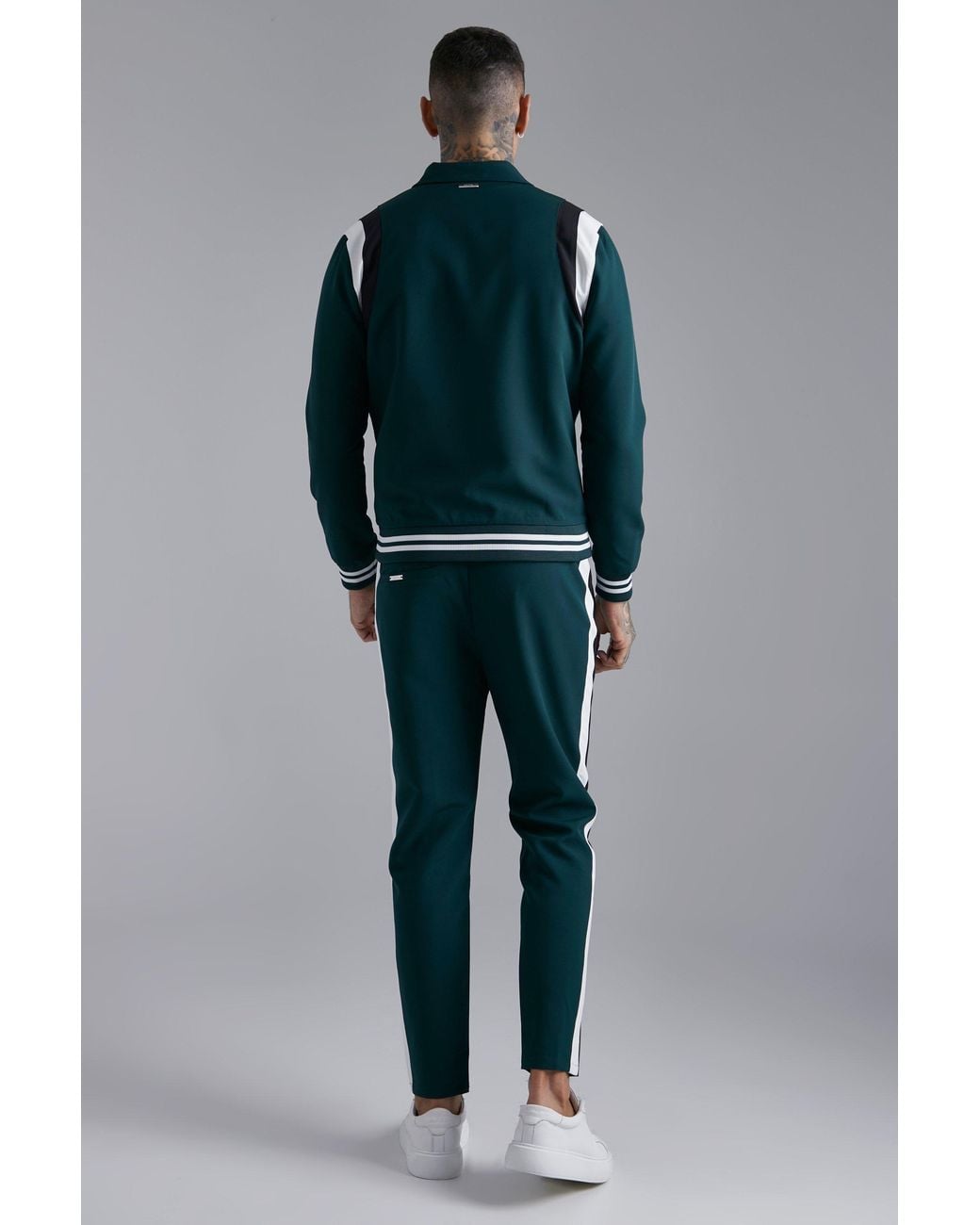 BoohooMAN Gray Tailored Collared Varsity Regular Fit Bomber Jacket for men
