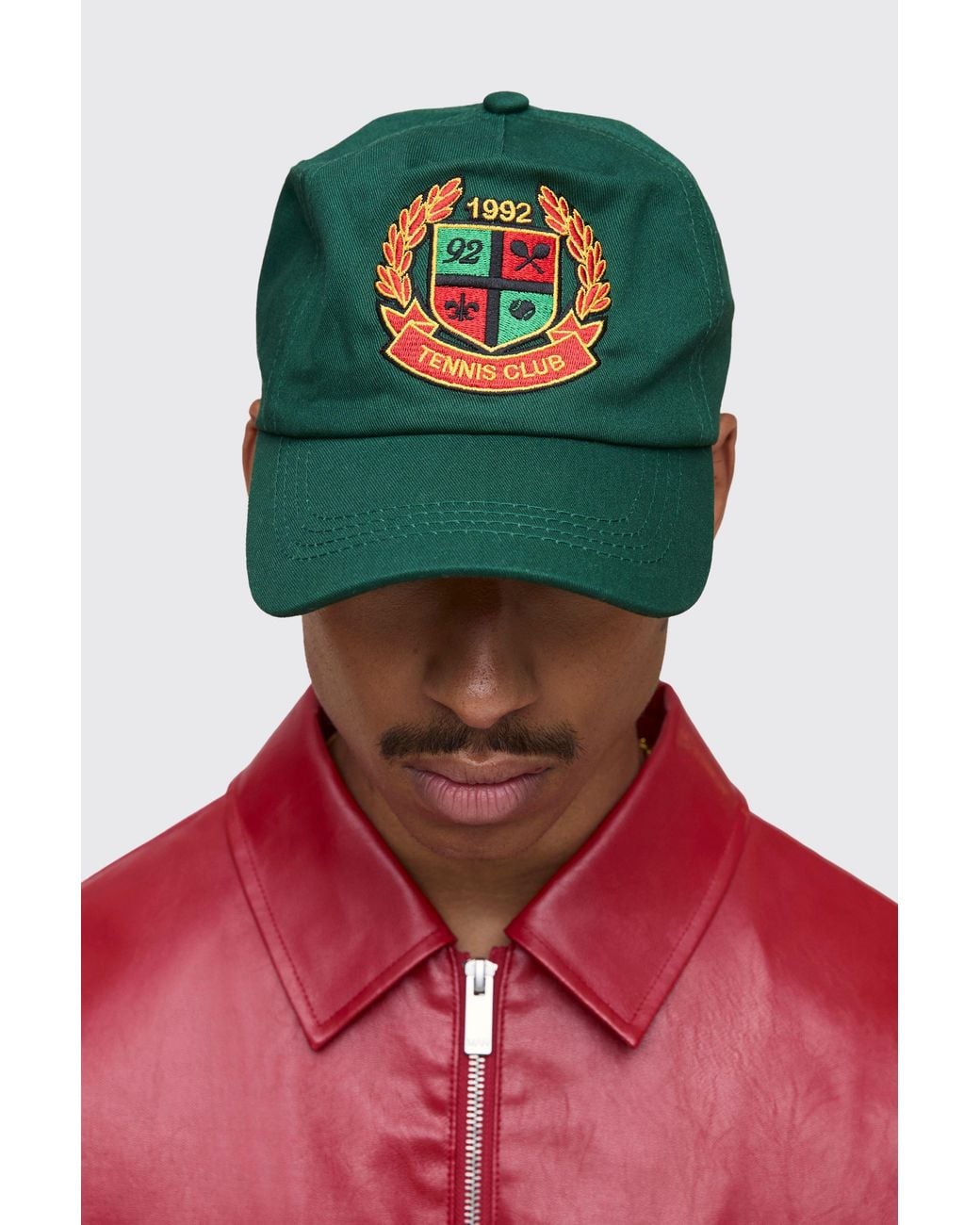 BoohooMAN Red Varsity Patch Cap for men