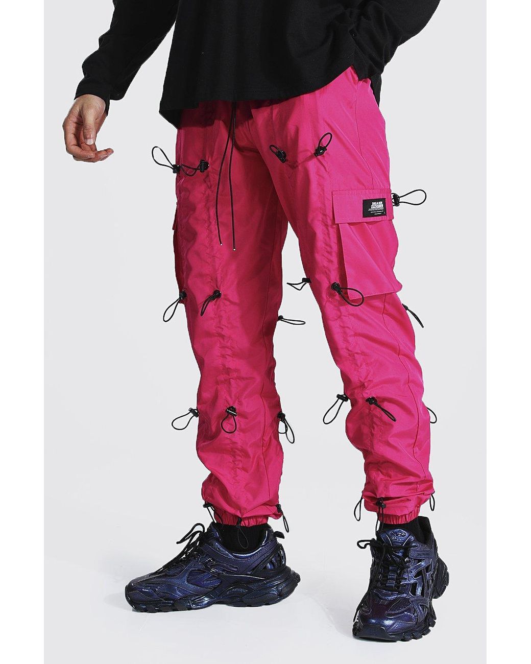 Toggle Cargo Pants in Bright Pink 