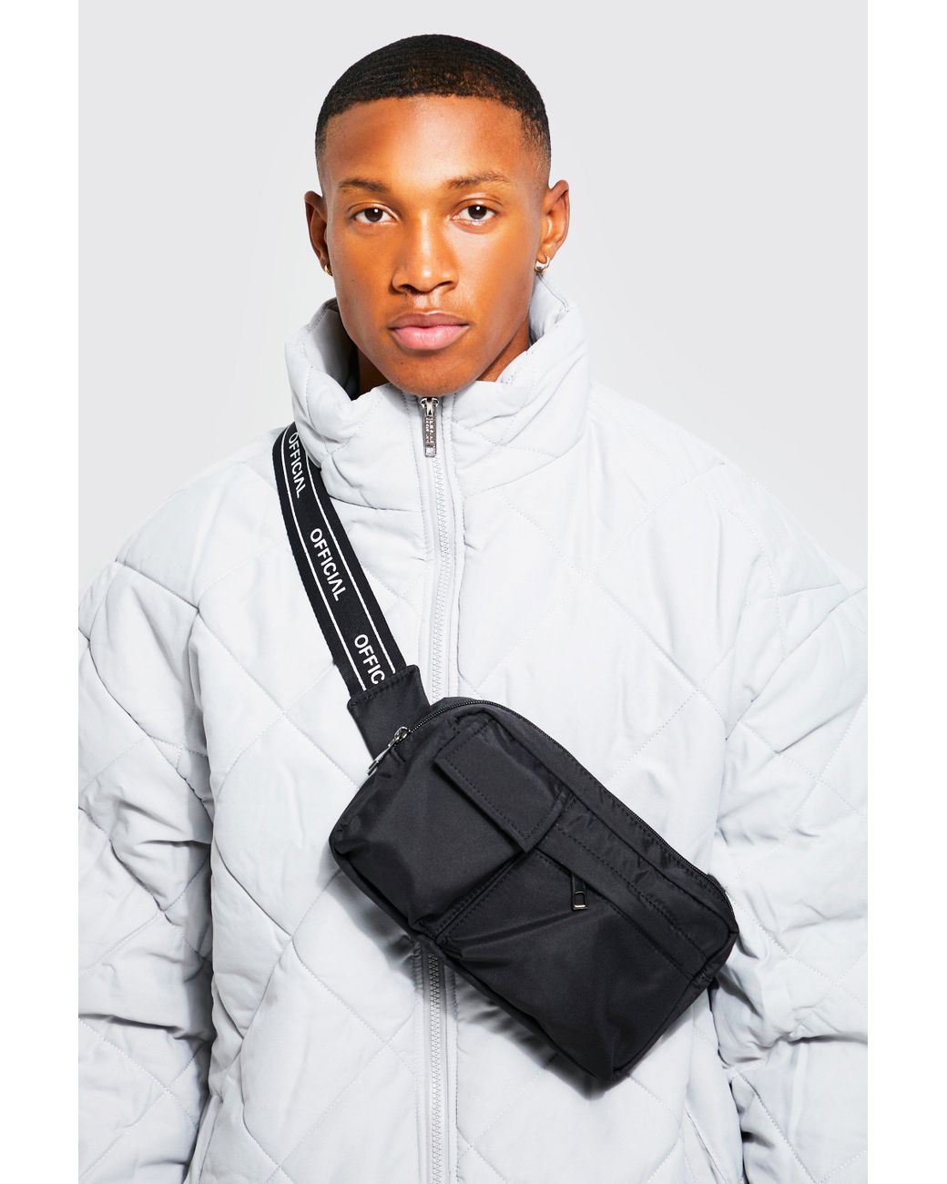 Boohoo Official Tape Nylon Cross Body Bag in White Lyst