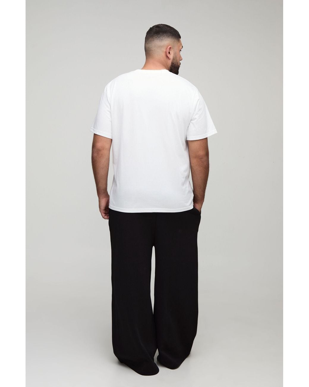 BoohooMAN Black Plus Basic Extreme Wide Leg Sweatpants for men