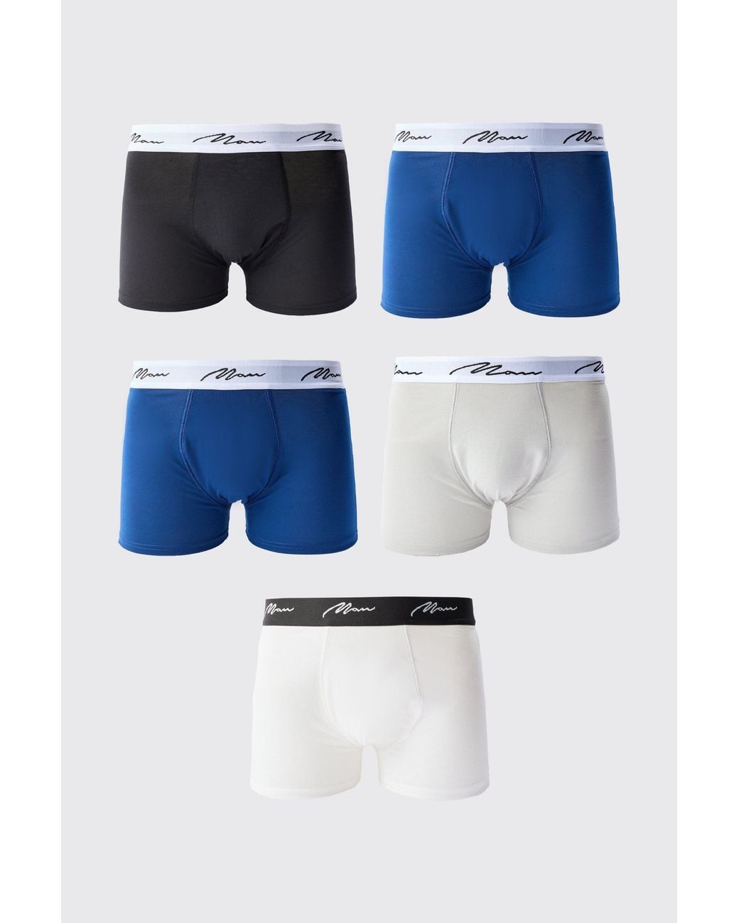 BoohooMAN Blue 7 Pack Mixed Colour Trunks for men