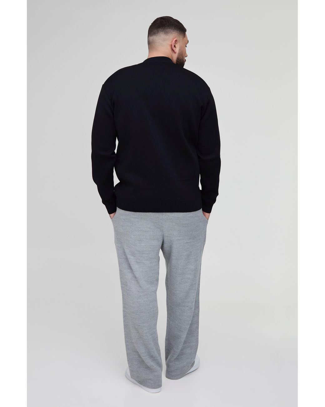 BoohooMAN Blue Plus Smart Knitted Bomber for men