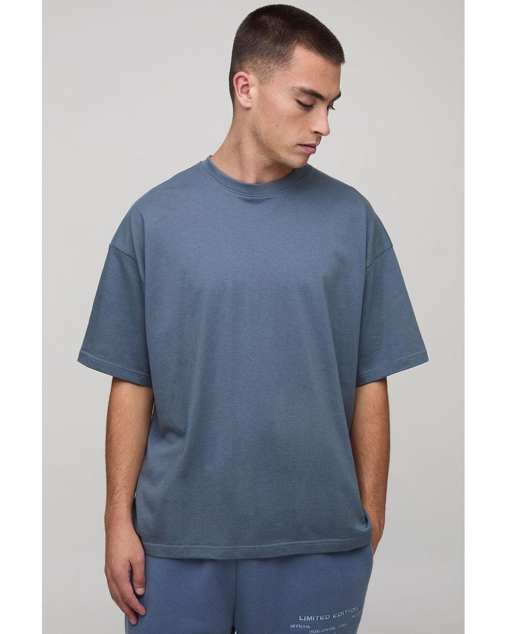 BoohooMAN Blue Basic Oversized Crew Neck T-Shirt for men