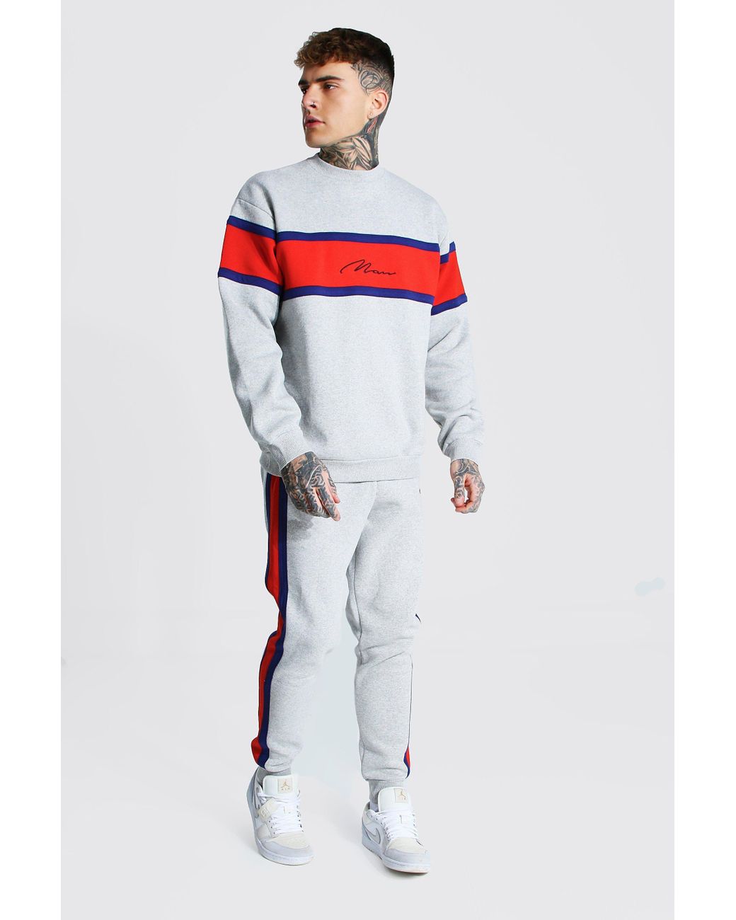 boohooman grey tracksuit bottoms