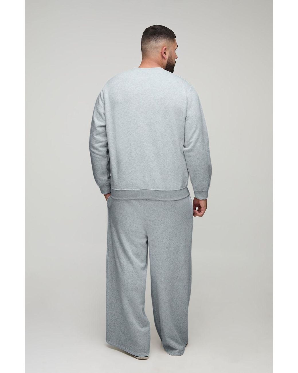 BoohooMAN White Plus Basic Extreme Wide Leg Sweatpants for men