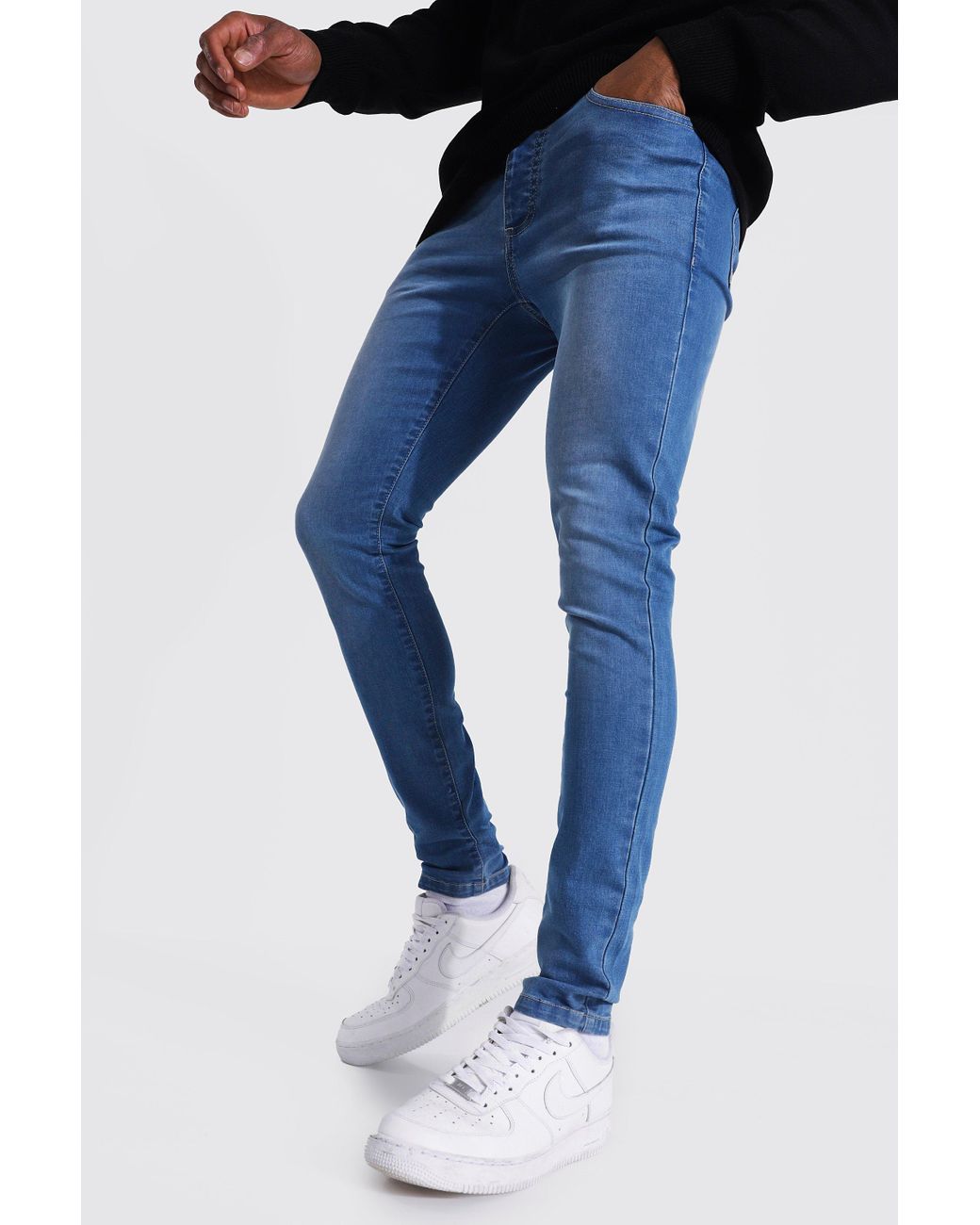 BoohooMAN Denim Super Skinny Stretch Jean in Blue for Men - Lyst